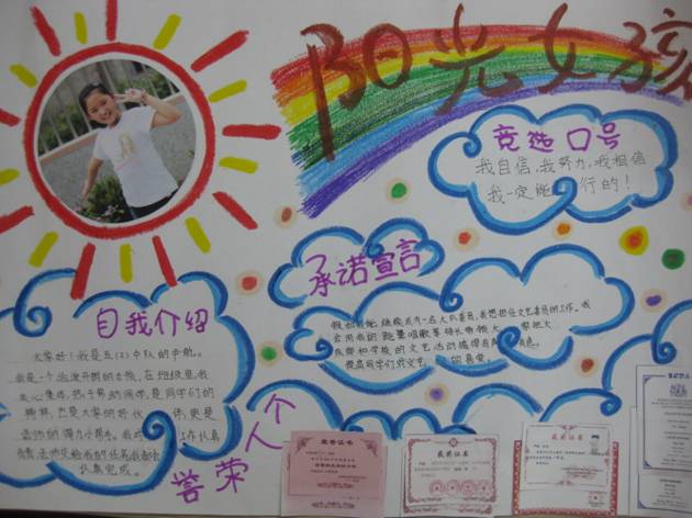十五届少代会大队干部候选人制作的竞选海报